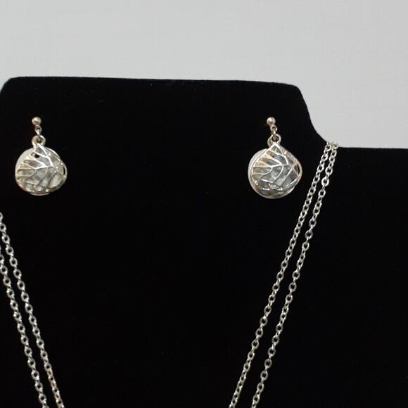 Christopher & Banks Jewelry Silvertone Necklace and Earrings. - Picture 3 of 5